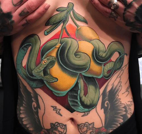 Done with the underboob snake! #underboob #snake #lemon #tattoo #tattoodoambassador 