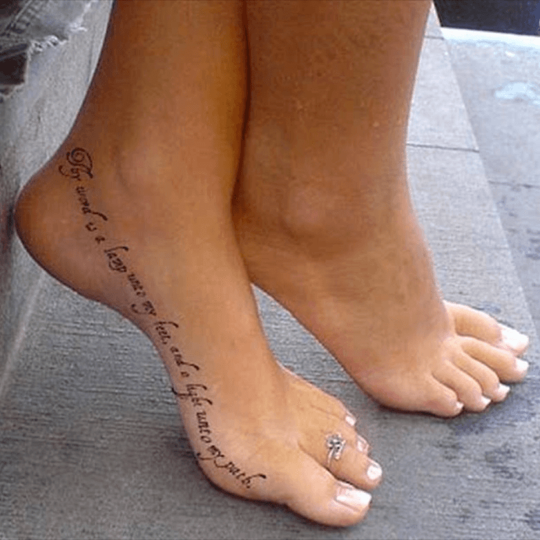 Walk By Faiy Not By Sign Tattoos On Feet