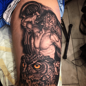 Tattoo by Gary Graves @ Dandyland tattoo in San Antonio TX    #owl #dandyland #GaryGraves #blackandgray 