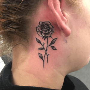 Got behind my ear tattooed today! My friend also got a matching flower on her ankle! ❤️