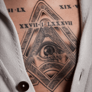 #chest #illuminati #eye #pyramid #conspiracy #realistic #blackandgrey 