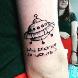 My planet or yours ? #Tattoo #space #salonwapiti #aviation #TLSP #Alien #spaceship
