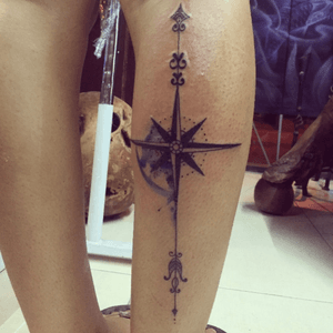 My newest ... #tattoono8 #lowerleg #arrow #compass #goals #dreams Whichever way you decide to go , make sure you always go up in your dreams and goals! And never lose yourself trying to do so!