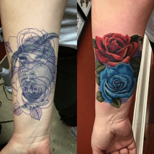 #coverup #color #roses #rose #tattoo 