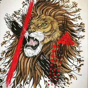 "Rage" #abtractpainting #watercolorart #trashpolka #lion #staugustinetattooartist 