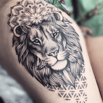 #lion #liontattoo #mandala #mandalatattoo #dotwork #tattoodo #inkedgirls #blackink #blackandgrey #animaltattoo #hippie #australia #adelaide 