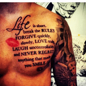 Tattoo on chest life is short 💯 very nice tatto #tattoochest #followme 