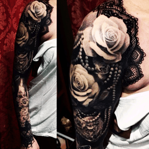 Another view #roses #sleeve #pearls #flowers #lace 
