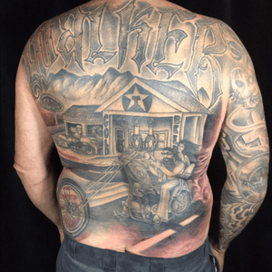 Full back and right sleeve inspired by late Easyrider artist David Mann