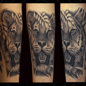 Tiger w/ negitivesace bamboo. Blk and Grey
