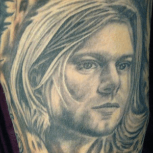 Portrait of Kurt Cobain realistic tattoi