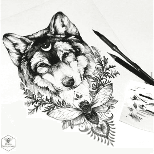 Tattoo idea #wolf #wolftattoo #tattoo #drawing #artistic #blackandgrey #moon 