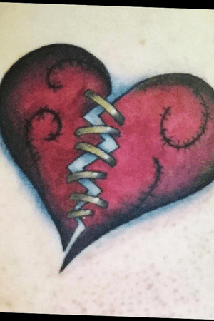 Mended heart tattoo by Courtney at Big Guns Tattoo #tatted #meaningful #colorful 