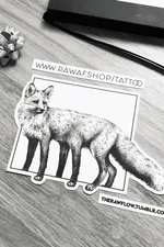 Dotwork fox with 6 legs, downloads and commission on www.rawaf.shop #dotwork #fox #animal #blackwork #surreal #geometric