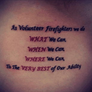 Dedicated to Volunteer Fire Fighting #firefighter #ribpiece #redandblack #verse #volunteer
