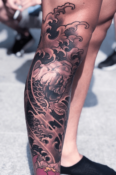 koi tattoo thigh