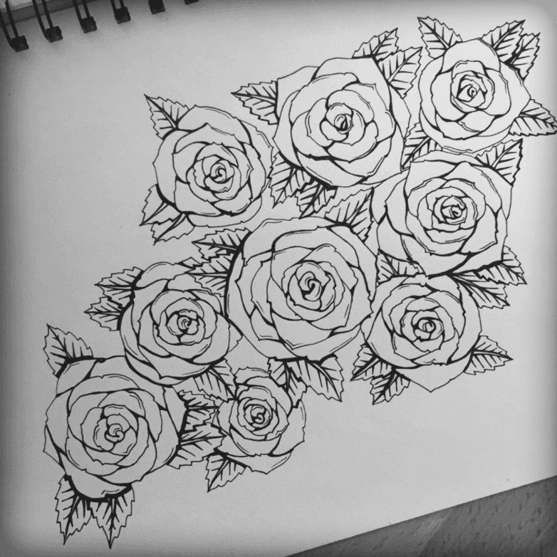 Linework Rose tattoo sketch at theYoucom
