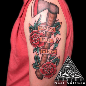 Tattoo by Lark Tattoo artist Neal Aultman#arm #armtattoo #halfsleeve #halfsleevetattoo #tattoo #tattoos #traditional #traditionaltattoo #colortattoo #tat #tats #tatts #tatted #tattedup #tattoist #tattooed #tattoooftheday #inked #inkedup #ink #tattoooftheday #amazingink #bodyart #tattooig #tattoosofinstagram #instatats  #larktattoo #larktattoos #larktattoowestbury #westbury #longisland #NY