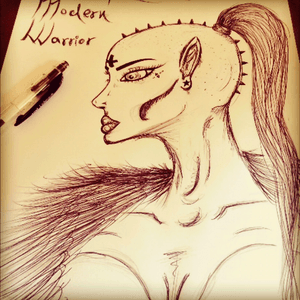My little girl just named my sketch.. Kenza Kinzeek the modern warrior! 😂🦄✨ #sketch #art #warrior 
