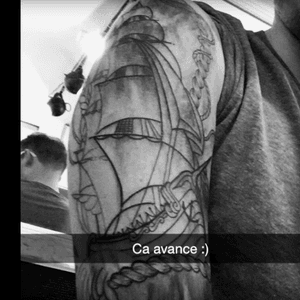 One year ago :) #ship #tattoo #paris #love #addict #fulltattoo #artiste #sea 