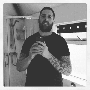 #me #beard #tattoos #selfie #blackAndWhite 