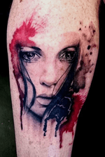 Trash polka style portrait #customink #tattooing #cambridge #tattoo #portraittattoo #portrait #womantattoo 