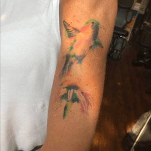 Healed watercolour hummingbird - about a year. 