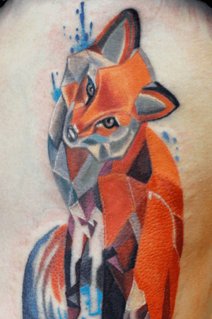 Custom #geometric #watercolor #fox tattoo by Sean Ambrose at Arrows and Embers Tattoo. Thanks for looking!