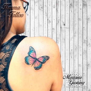 Buttefly tattoo #tattoo #tatuaje #color #mexicocity #marianagroning #tatuadora #karmatattoo #awesome #colortattoo #tatuajes #claveria #ciudaddemexico #cdmx #tattooartist #tattooist #buttefly #mariposa 