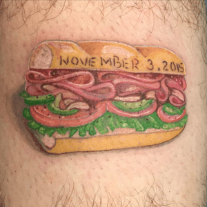 Bet you never got to tattoo a Subway Sub of the Month. Lol, I have. Tattoo by B-Train @ Bad Monkey Tattoo