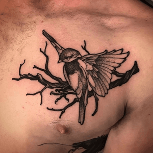 Bird Chest Tattoo by Barham