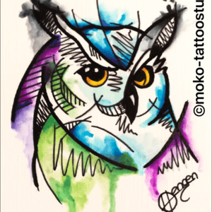 #Watercolor #Tattoo #Owl #Eule #Abstract #Sketching #Moko #Tattoostudio #Merzig