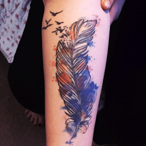 #mytattoo #colorful #iloveit #coverup #birds #feather 