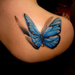 Best 3D butterfly ive seen #3D #butterfly #blue #fly #shouldertattoo 
