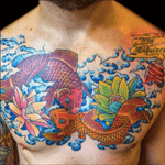 Tattoo by Lark Tattoo artist/owner Bruce Kaplan. #koi #fish #japanese #japanesekoi #water #flower #japaneseflower #lotus #flowers #color #colorful #colorbomb #chest #chestpiece #chesttattoo #brucekaplan #owner #artist #ownerartist #artistowner #LarkTattoo #LarkTattooWestbury #NY #BestOfLongIsland #VotedBestOfLongIsland #BestOfNYC #VotedBestOfNYC #VotedNumber1 #LongIsland #LongIslandNY #NewYork #NYC #TattoosEvenMomWouldLove #NassauCounty #tattoo #tattoos #tat #tats #tatts #tatted #tattedup #tattoist #tattooed #tattoooftheday #inked #inkedup #ink #tattoooftheday #amazingink #bodyart