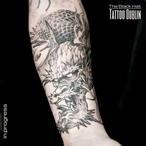 Dragon Tattoo bring power and protection to their owners. Definitely one of the timeless tattoo design of all times.Nice job done by @blackhatsergy#dragontattoo #tattoodublin #dublin #tattoist #blackandgreytattoo #dragon #tats #TAOT #tattoodo #ireland #irelandtattoos #besttattooartist 