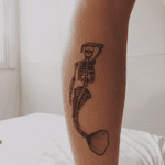 #tattoo #skull #mermaid #begginer #tattoartist #leg #Black #work #loveink 