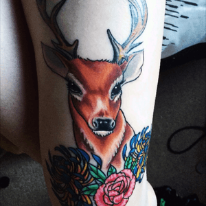 First big piece #thigh #stag #flowers #Carnation #chrysanthemum #colour 