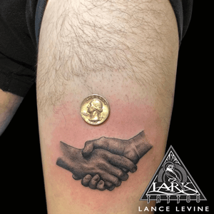 Tattoo by Lark Tattoo artist Lance Levine.See more of Lance's work here: http://www.larktattoo.com/long-island-team-homepage/lance-levine/#bng #bngtattoo #blackandgraytattoo #blackandgreytattoo #bnginksociety #realistic #realistictattoo #realism #realismtattoo #handshake #handshaketattoo #handtattoo #legtattoo #thightattoo #tattoo #tattoos #tat #tats #tatts #tatted #tattedup #tattoist #tattooed #inked #inkedup #ink #tattoooftheday #amazingink #bodyart #tattooig #tattoosofinstagram #instatats  #larktattoo #larktattoos #larktattoowestbury #westbury #longisland #NY #NewYork #usa #art