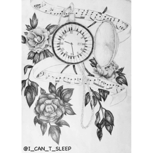 I think that i need to redraw this.. But still, what do you think about it? I wanna have this one as a 1/2 sleeve #tattoo #drawing #flower #music 
