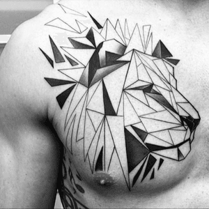 #lion #tattoo #triangle #black #geometric 
