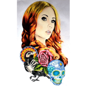 #fanart #meganmassacre #ink #skulltattoo #birds #tattoo #guatemala #drawing #color #rose #portrait 