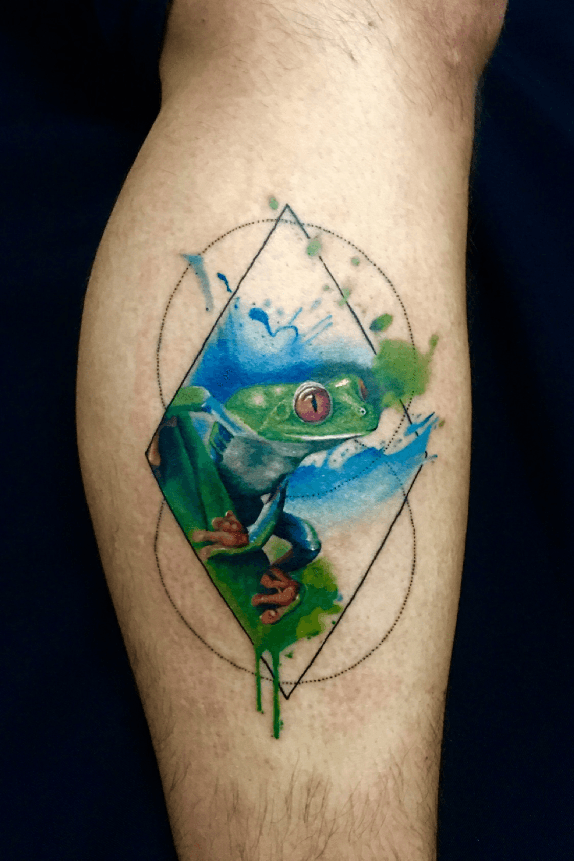 Microrealistic frog tattoo on the ankle