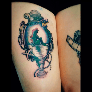 Since I was a little girl and I first saw the film The Little Mermaid I have been obsessed with it. Ariel has always been my favourite Disney Princess and she always will be. I saw a similar idea to this on Pinterest and as soon as I saw it I fell in love. I sent some ideas to my tattooist and this is what she came up with. This tattoo has to be my favourite of them all!🐠💕 #disney #disneyprincess #TheLittleMermaid #Ariel #underthesea #mirror #waltdisney #seashells #love #favourite #disneyaddict #tattooedgirls #girlswithink #girlswithttattoos #Amazing  #thightattoos 
