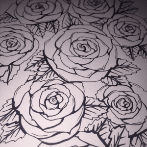 Monday night #sketch #roses #outline #design #tattoo #idea #rose #stencil #flowers 