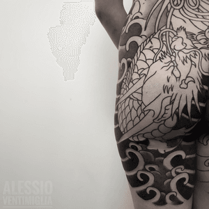 ⚡️Backpiece in Progress⚡️@delight_tattoo_needles @inkedbabes #delightneedles #irezumism #picoftheday #tattoodoapp #reclaimthedots #irezumistudy #video #videooftheday #japan #japantattoo #dragon #babes #inkedbabes #awesome #best #backpack #backpiece #tamatorihime #tattoo #tattoolife #traditional #irezumism #ink #reclaimthedots #tattoodo #art #wabori