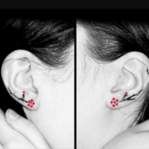 #earlobes #ears #ear #flowers #floral #red #black 
