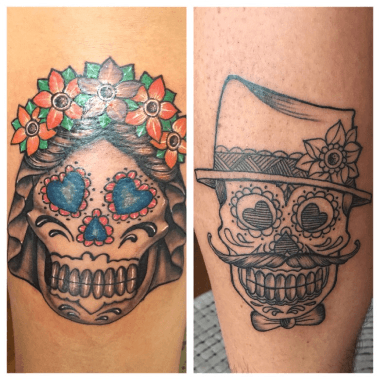 skeleton bride and groom tattoos