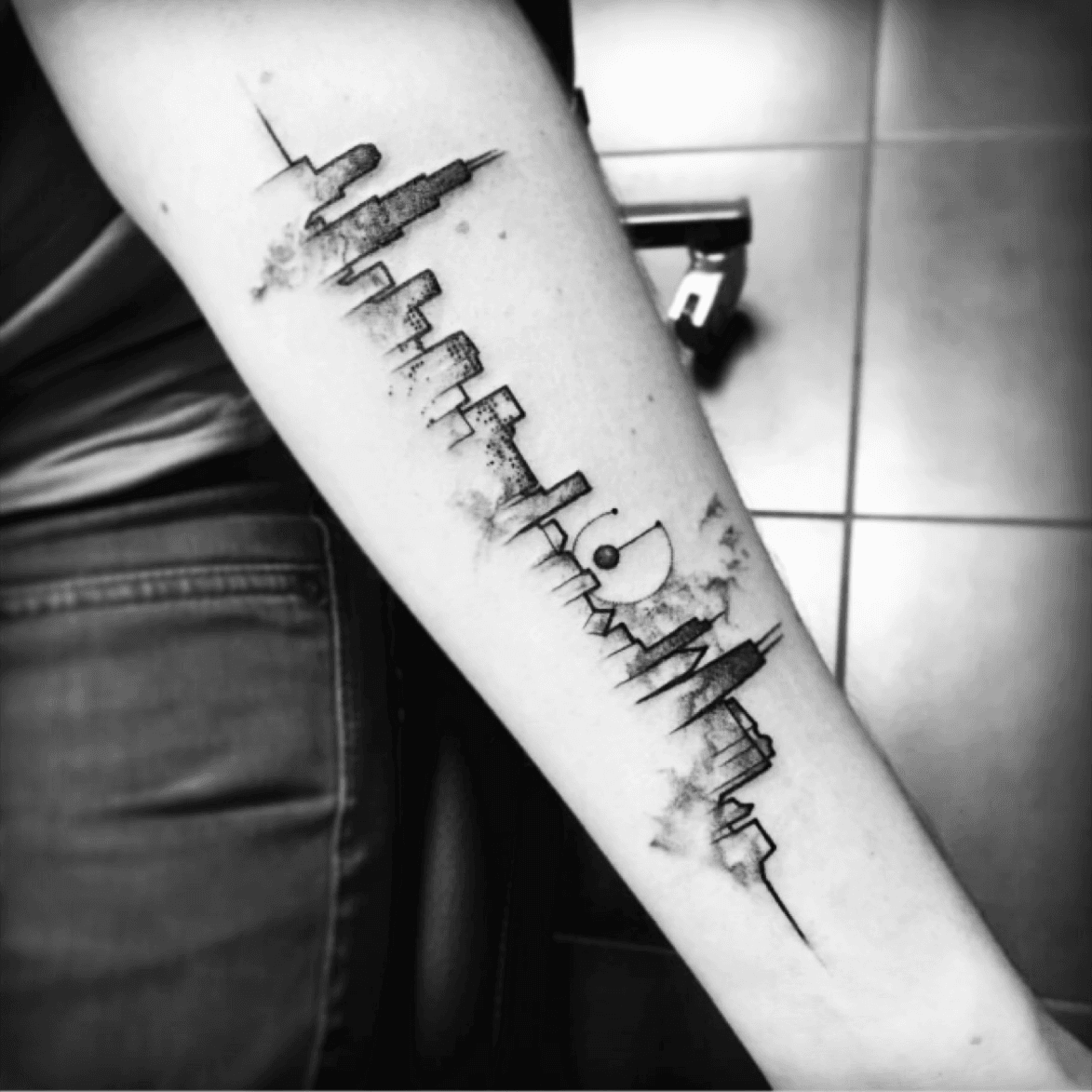 chicago skyline silhouette tattoo