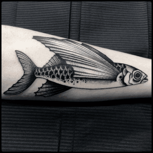 #black #flying #fish #tattoo #blackwork #totemica #ontheroad 